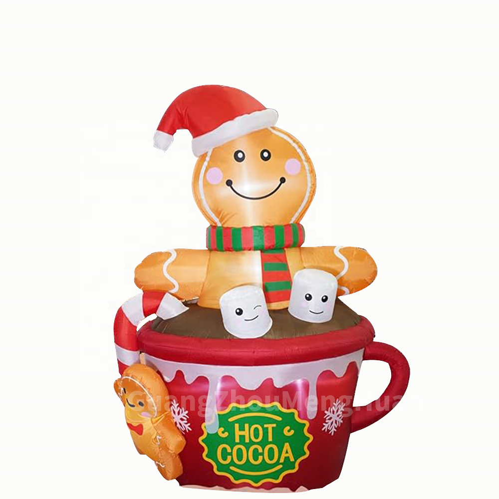 Christmas Lights Outdoor - Funny Cartoon Inflatable Cup Gingerbread Man