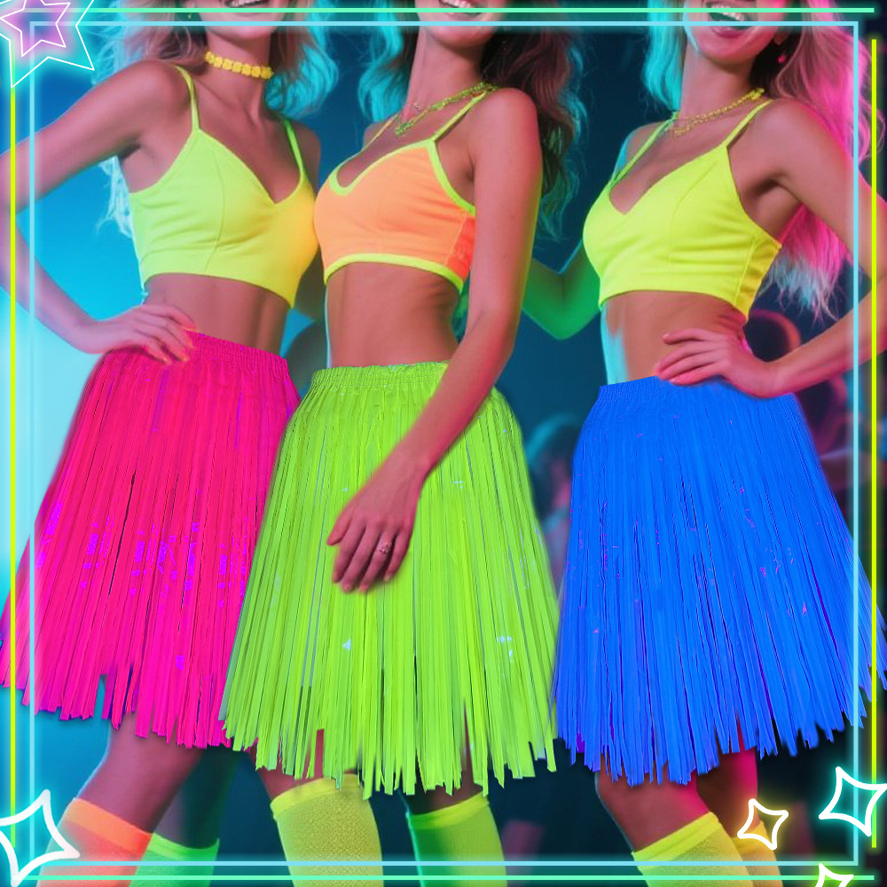 Tinsel Garland Decoration - Neon Fluorescent Tinsel Skirt, 50cm Fringe
