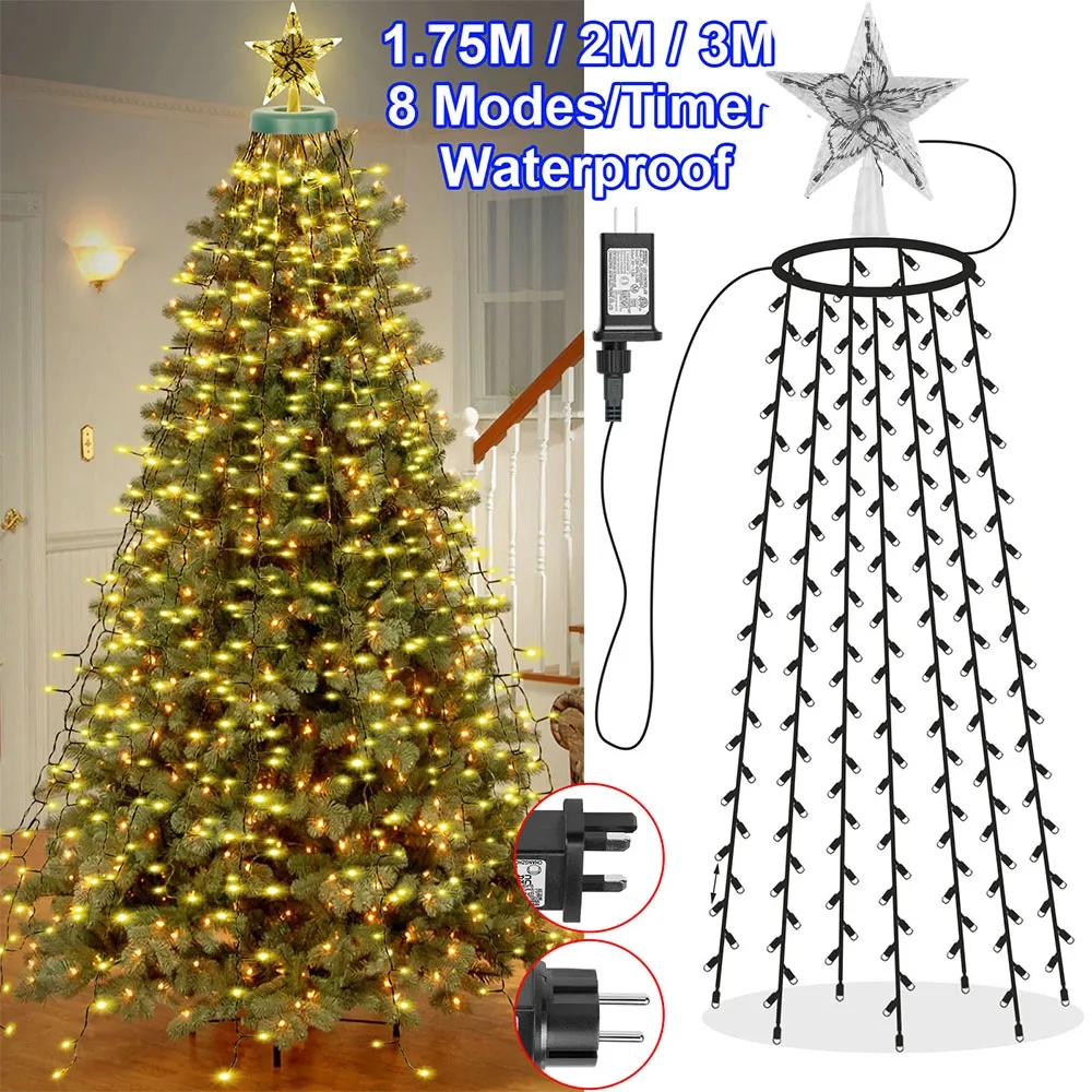 Star Tree Topper - 8 Modes Timer LED Christmas Tree