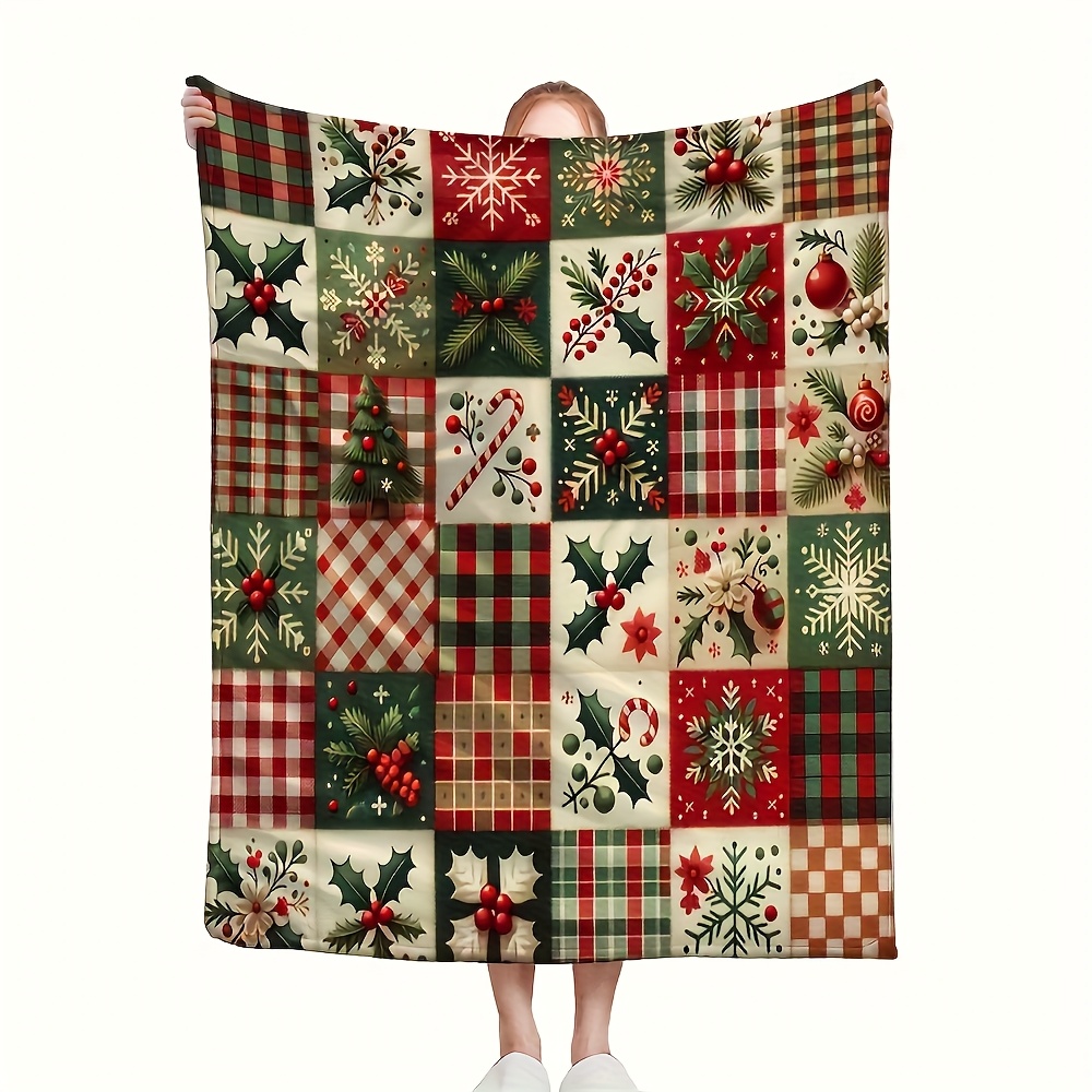 Festive Patchwork Throw Blanke - Christmas Throw Blanket review and price
