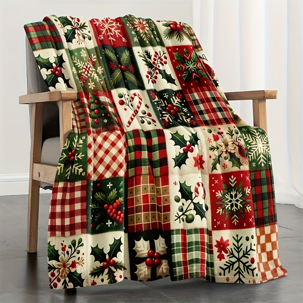 Festive Patchwork Throw Blanke - Christmas Throw Blanket review and price
