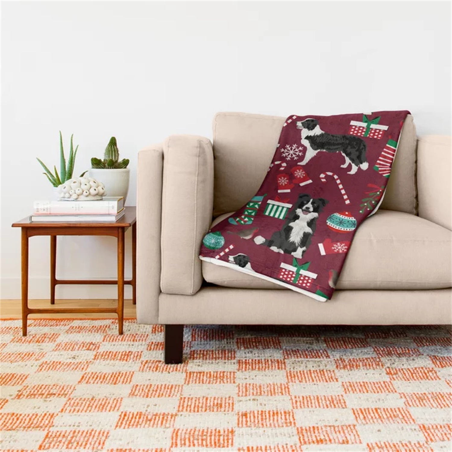 Border Collie Christmas Stocki - Christmas Throw Blanket review and price
