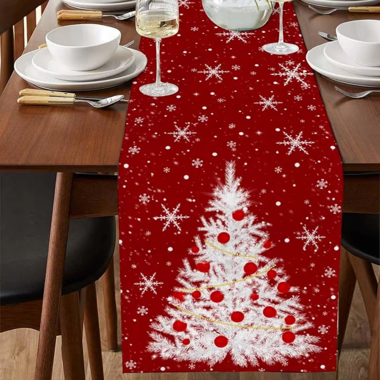 Red Table Runner Christmas Tre - Christmas Table Runner review and price