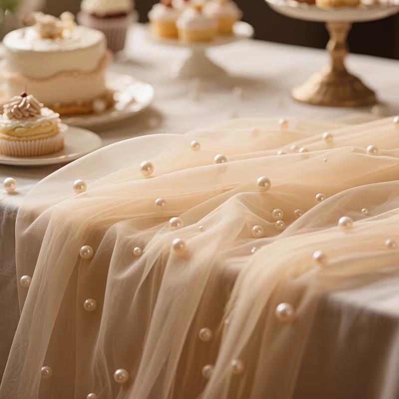 300x80cm Pearl Sheer Tulle Tab - Christmas Table Runner review and price