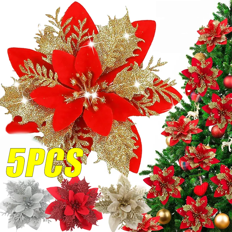 5PCS Christmas Flowers Christm - Christmas Tree Artificial review and price
