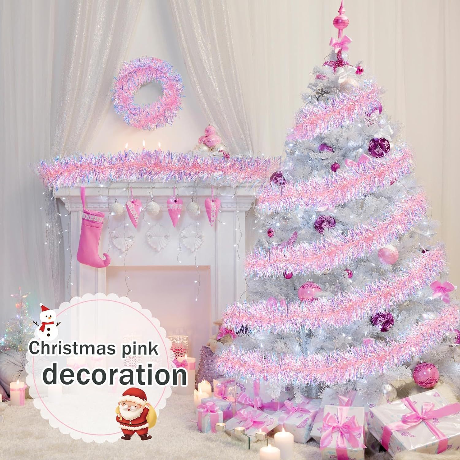 1-10PCS Pink Tinsel Garland Sh - Tinsel Garland Decoration review and price