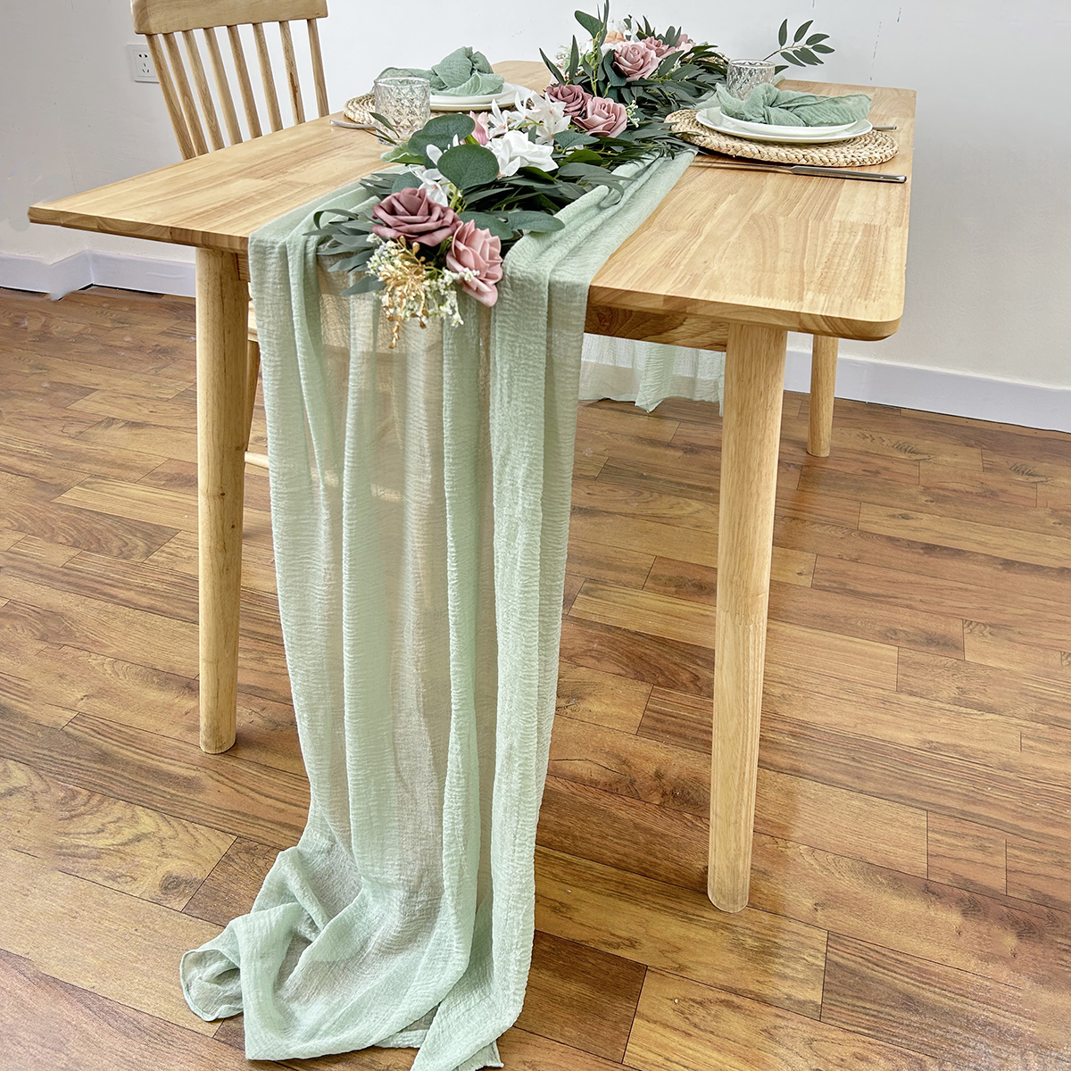 Sage Green Gauze Table Runner  - Christmas Table Runner review and price