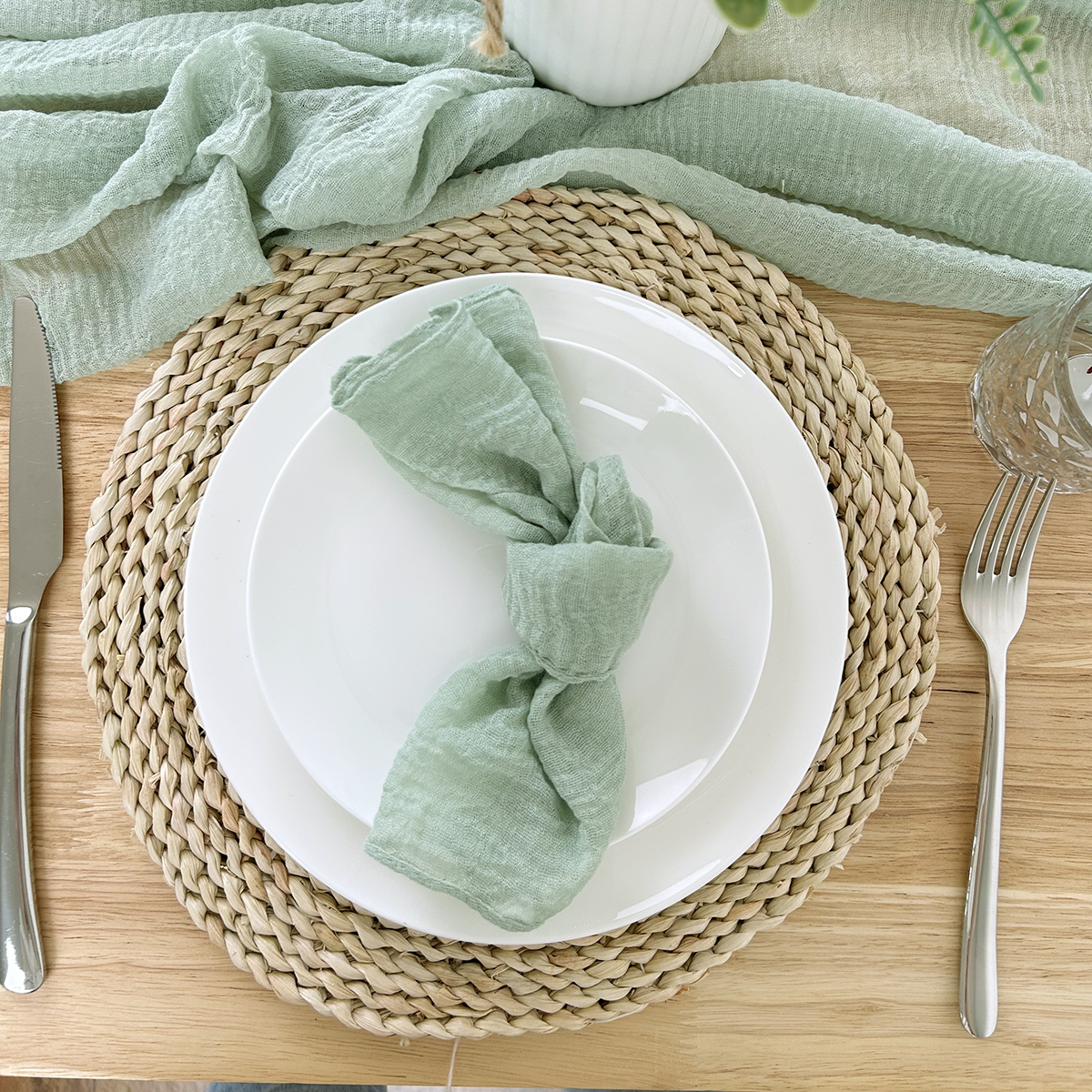 Sage Green Gauze Table Runner  - Christmas Table Runner review and price