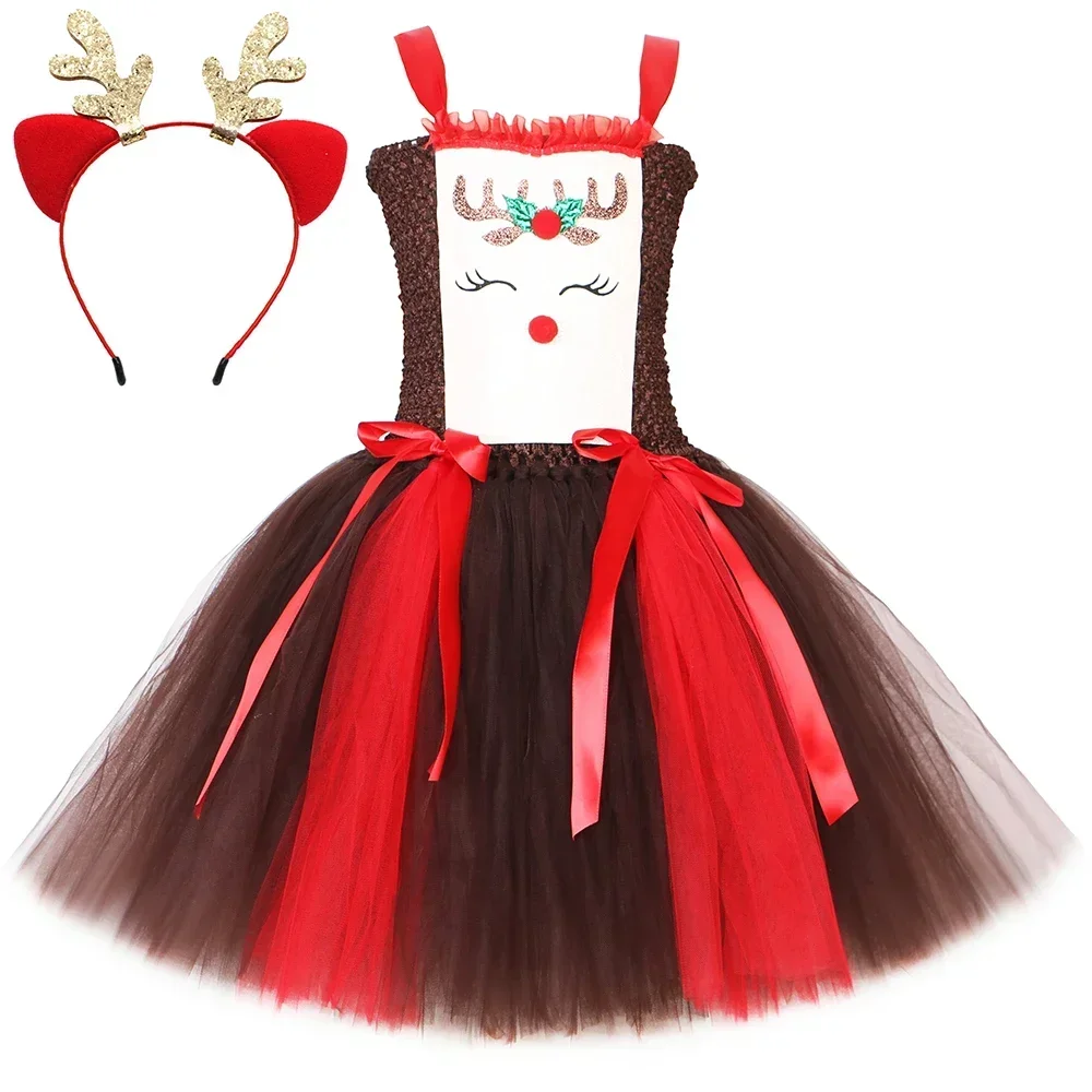Christmas Party Tutu Dress Rud - Reindeer Antlers Headband review and price