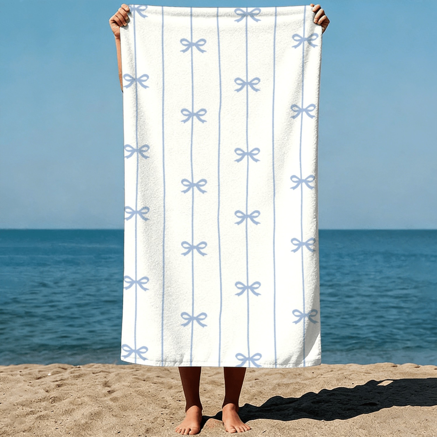 1pc Summer Beach Towel Blue Ri - Ribbon Bow Gift review and price