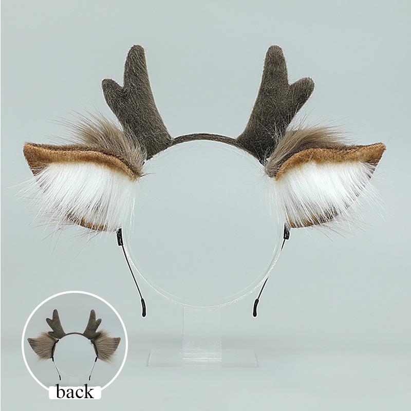 Handmade Animal Fur Antler Hea - Reindeer Antlers Headband review and price