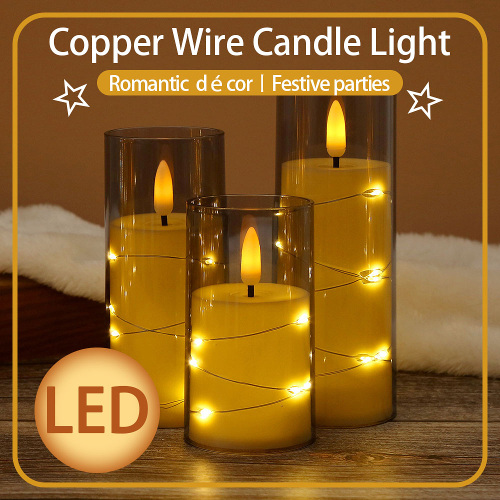 3pcs/set LED Copper Wire Flame - Holiday Candle Set review and price